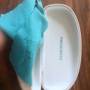 Emilio Pucci White Sunglass Case with cloth
